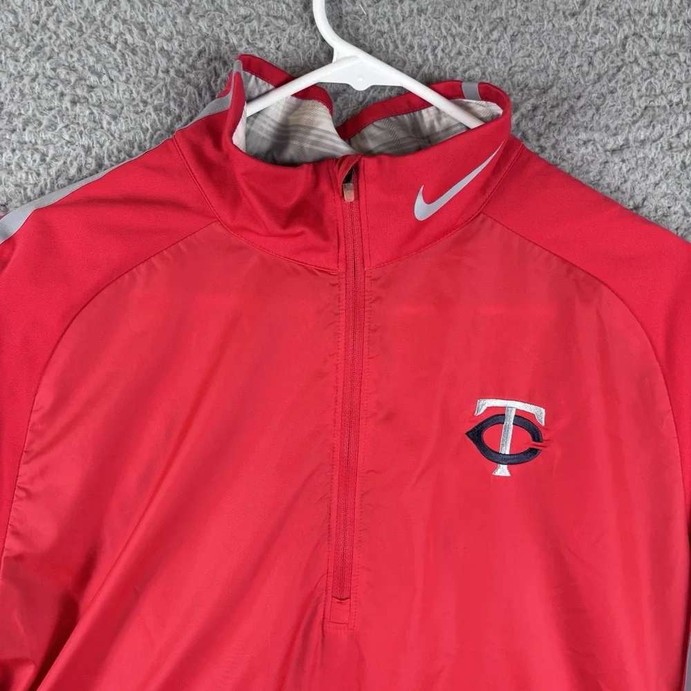 Minnesota Twins Shirt Mens M Red Nike Golf Performance‎ Stretch 1/2 Zip Pullover